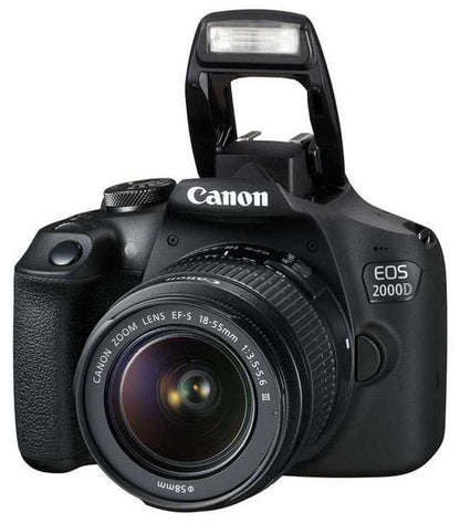 Canon EOS 2000D bezspoguļkamera — 24,1 MP digitālā vienobjektīva spoguļkamera + EF-S 18–55 mm IS komplekts