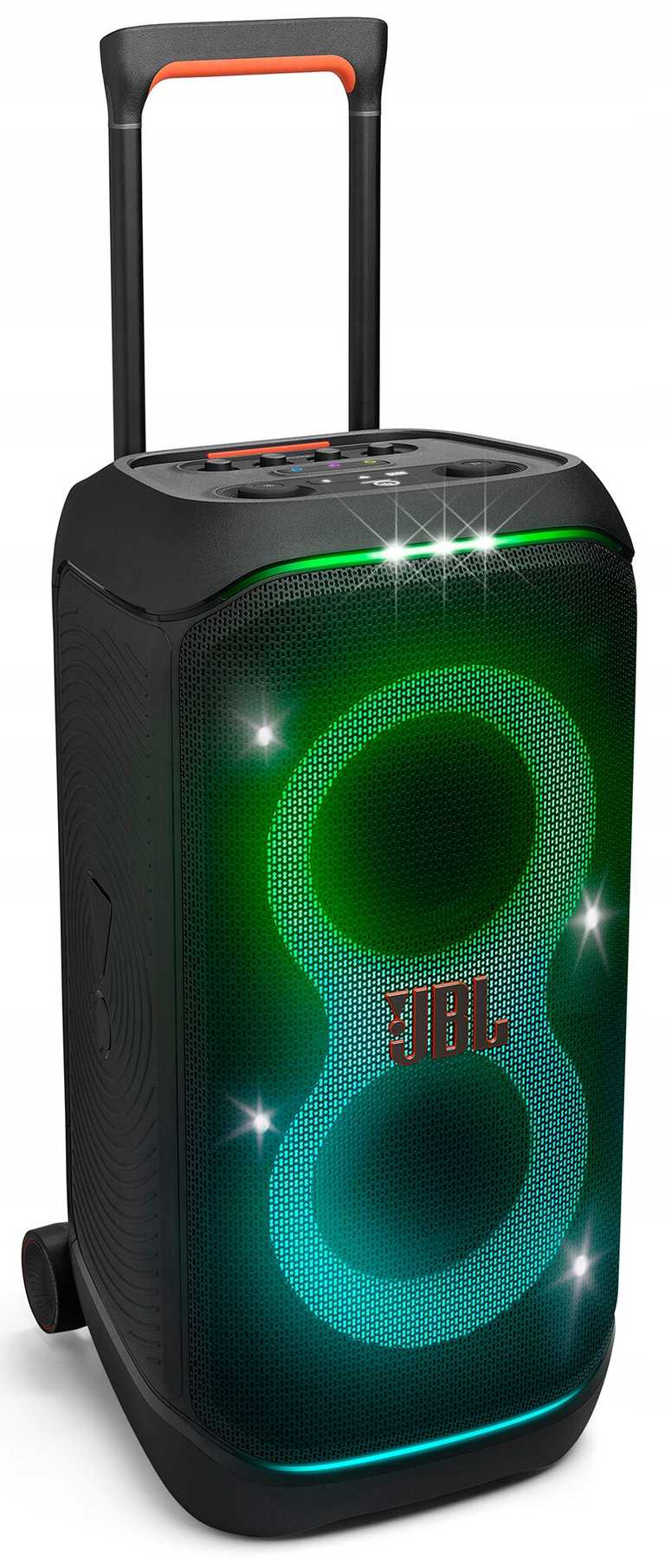 JBL PartyBox Stage 320 Garso Sistema, 240 W | Nešiojama vakarėlių kolonėlė su karaoke ir šviesų šou