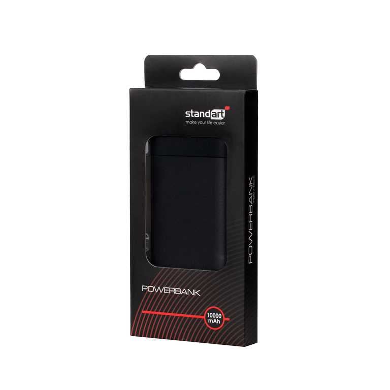 🔋 Standarta Power Bank 10000 mAh 10W melns - pamata lādētājs | 4 porti | kompakts | pieejama cena