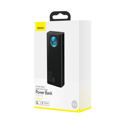 🔋 Baseus Amblight Power Bank 30000 mAh 65W melns - klēpjdatora lādētājs | USB-A + USB-C | LiPo