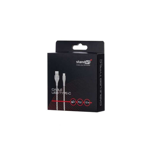 🔌 Standarta GT-RH016 USB-C kabelis 120 cm pelēks - USB-A uz USB-C | Lielāks attālums | Ērtības