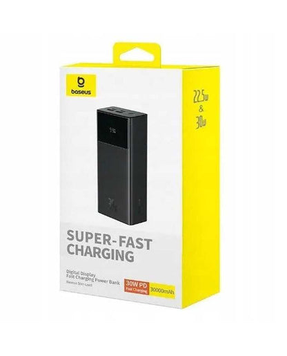 🔋 Baseus Star-Lord Power Bank 30000 mAh 30W melns - digitālais displejs | 4 stundu uzlāde | Li-Pol | PPXJ3030