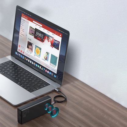 🔋 Baseus Amblight Power Bank 30000 mAh 65W melns - klēpjdatora lādētājs | USB-A + USB-C | LiPo