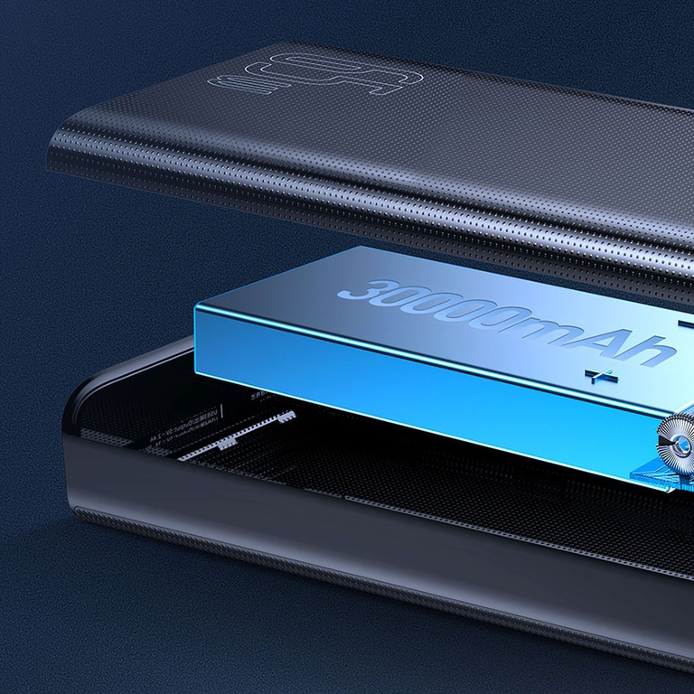 🔋 Baseus Amblight Power Bank 30000 mAh 65W melns - klēpjdatora lādētājs | USB-A + USB-C | LiPo