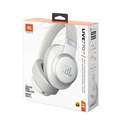 JBL Live 770NC bezvadu austiņas, melnas — patiesa adaptīvā trokšņu slāpēšana un 65 stundu akumulatora darbības laiks