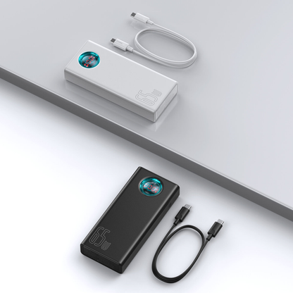 🔋 Baseus Amblight Power Bank 30000 mAh 65W melns - klēpjdatora lādētājs | USB-A + USB-C | LiPo