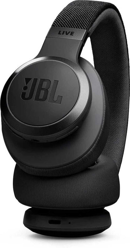 JBL Live 770NC bezvadu austiņas, melnas — patiesa adaptīvā trokšņu slāpēšana un 65 stundu akumulatora darbības laiks