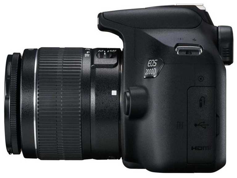 Canon EOS 2000D bezspoguļkamera — 24,1 MP digitālā vienobjektīva spoguļkamera + EF-S 18–55 mm IS komplekts