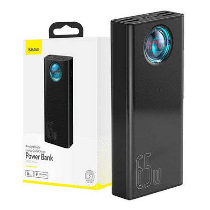 🔋 Baseus Amblight Power Bank 30000 mAh 65W melns - klēpjdatora lādētājs | USB-A + USB-C | LiPo