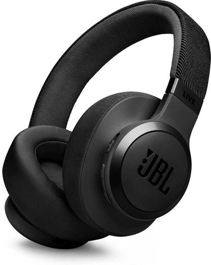JBL Live 770NC bezvadu austiņas, melnas — patiesa adaptīvā trokšņu slāpēšana un 65 stundu akumulatora darbības laiks