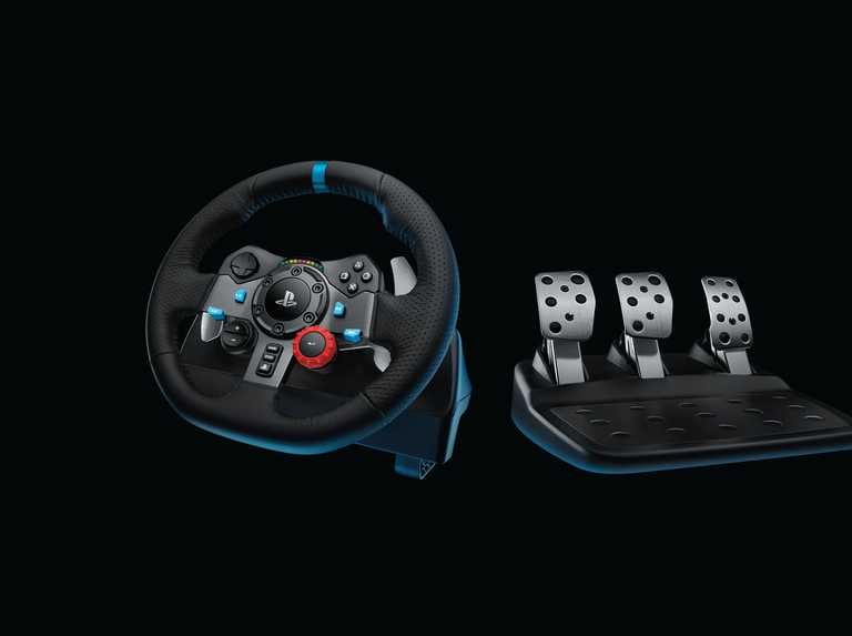 Logitech G29 sacīkšu spēļu stūre PS4/PC — spēka atgriezeniskā saite ar pedāļiem
