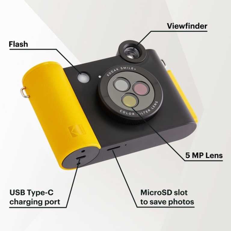 Kodak Smile 2x3 hibrīdkamera - 3 krāsu LCD ekrāns ar pašlīmējošām izdrukām