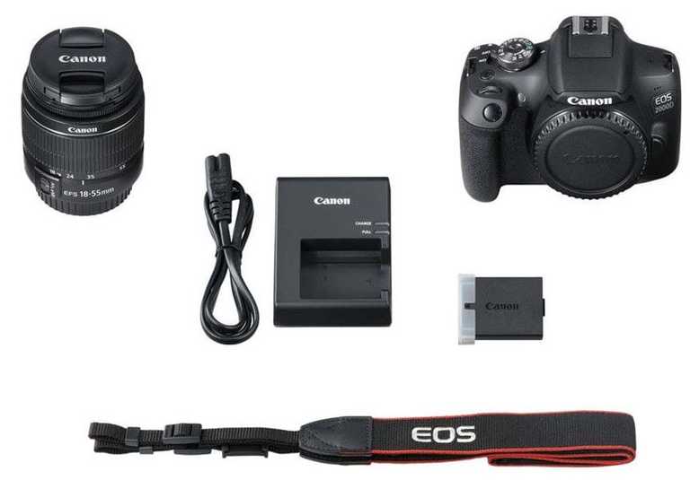 Canon EOS 2000D bezspoguļkamera — 24,1 MP digitālā vienobjektīva spoguļkamera + EF-S 18–55 mm IS komplekts