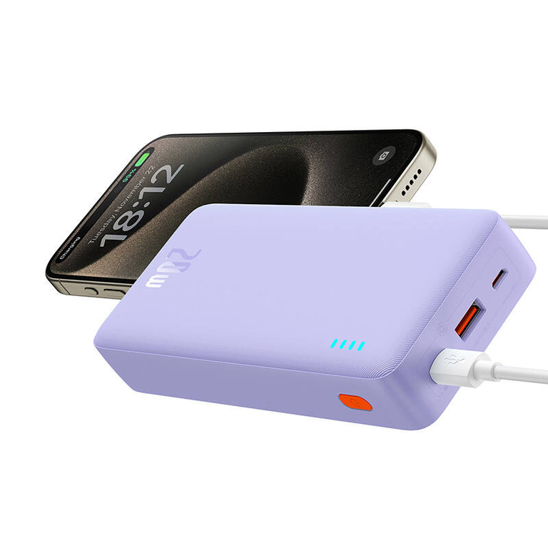 💜 Baseus Airpow Power Bank 20000 mAh 20W violets - stilīgs lādētājs | Divvirzienu ātrā uzlāde | LiPo