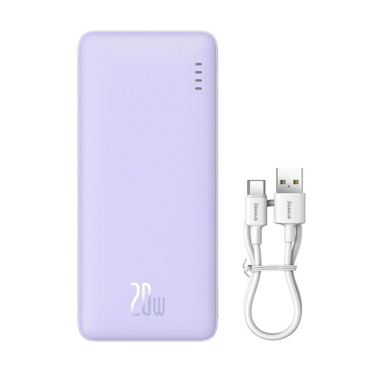 💜 Baseus Airpow Power Bank 20000 mAh 20W violets - stilīgs lādētājs | Divvirzienu ātrā uzlāde | LiPo