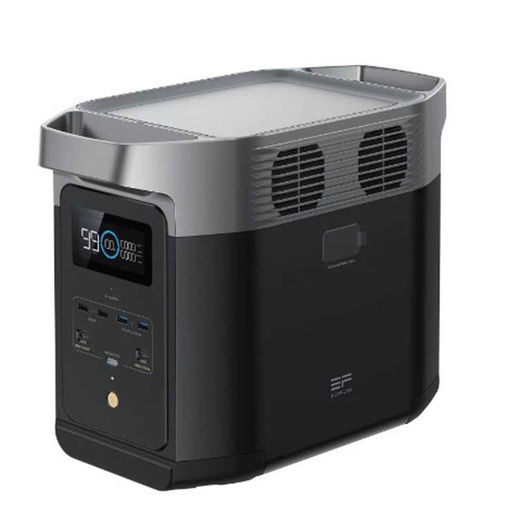 ⚡ EcoFlow Delta 2 barošanas stacija 204000 mAh pelēka - 1024 Wh | 4 maiņstrāvas kontaktligzdas | LiFePO4 | 1,3 h uzlāde