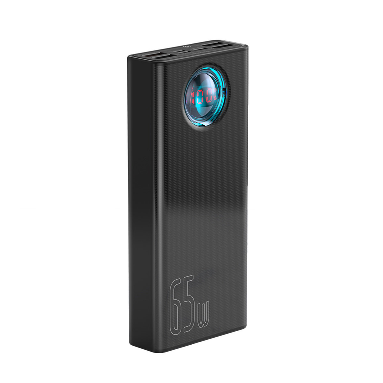 🔋 Baseus Amblight Power Bank 30000 mAh 65W melns - klēpjdatora lādētājs | USB-A + USB-C | LiPo
