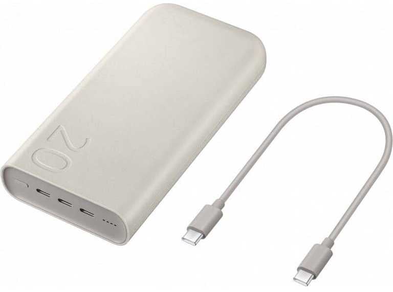 🏜️ Samsung P4520XUE Power Bank 20000 mAh 45W Sand - 3x USB-C | Īpaši ātra uzlāde | Augstākās kvalitātes dizains