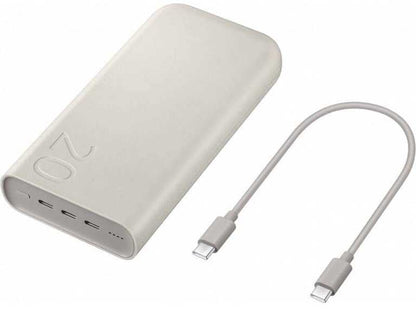 🏜️ Samsung P4520XUE Power Bank 20000 mAh 45W Sand - 3x USB-C | Īpaši ātra uzlāde | Augstākās kvalitātes dizains