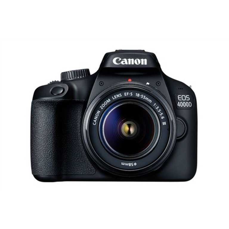 Canon EOS 4000D bezspoguļkamera — 18 MP digitālā spoguļkamera + 18–55 mm objektīva komplekts