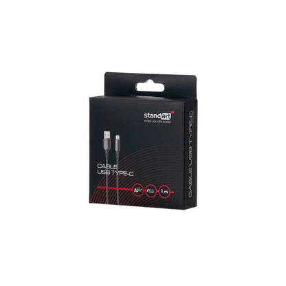 🔌 Standarta GT-XG112 USB-C kabelis 100 cm, melns - USB-A uz USB-C | Ātra datu pārsūtīšana | Universāls