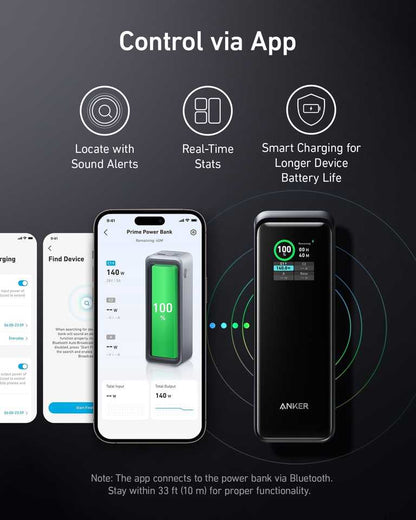 🔋 Anker Prime Power Bank 27650 mAh 250W melns - PD 3.1 | Anker lietotne | MacBook Pro | 37 min uzlāde