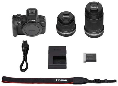 Canon EOS R100 Beveidroninis Fotoaparatas - 24.1MP + 2 Objektyvai Komplektas