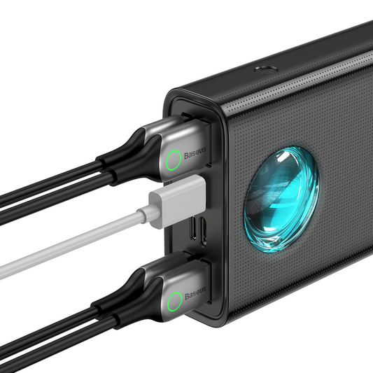 🔋 Baseus Amblight Power Bank 30000 mAh 65W melns - klēpjdatora lādētājs | USB-A + USB-C | LiPo