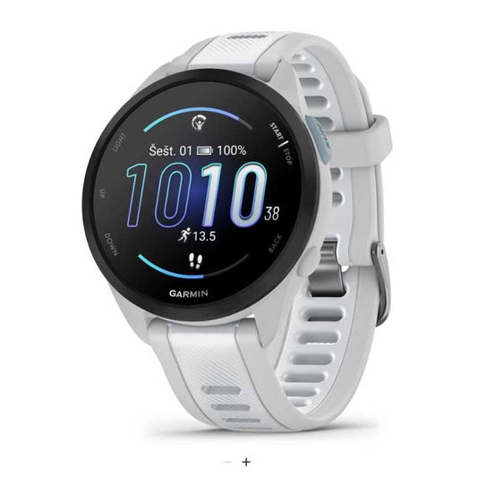 Garmin Forerunner 165 baltas bėgimo laikrodis - 11d baterija, GPS, termometras