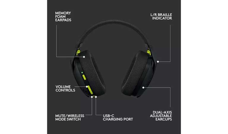 Logitech G435 belaidės žaidimų ausinės – „LIGHTSPEED“