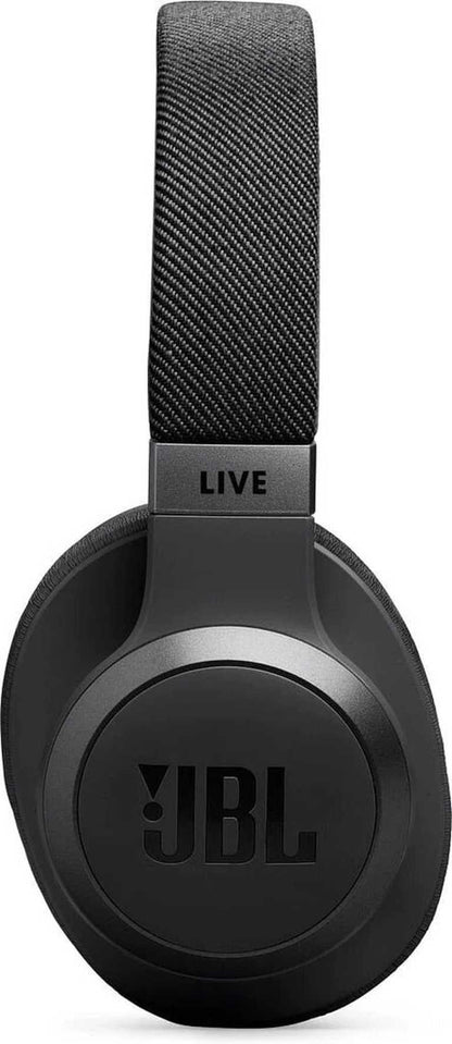 JBL Live 770NC bezvadu austiņas, melnas — patiesa adaptīvā trokšņu slāpēšana un 65 stundu akumulatora darbības laiks