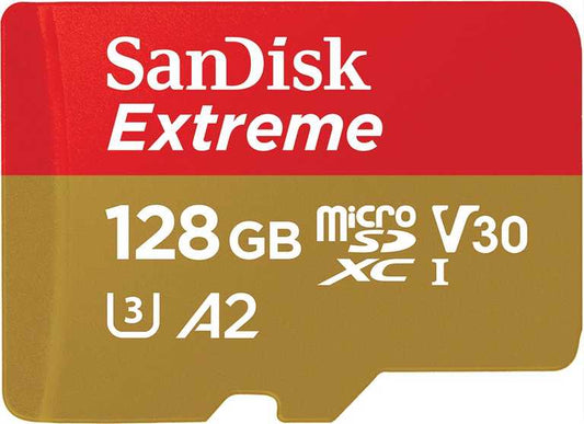 💾 SanDisk Extreme MicroSD 128GB — 190 MB/s lasīšanas ātrums | 90 MB/s rakstīšanas ātrums | QuickFlow | 4K UHD | A2 klase