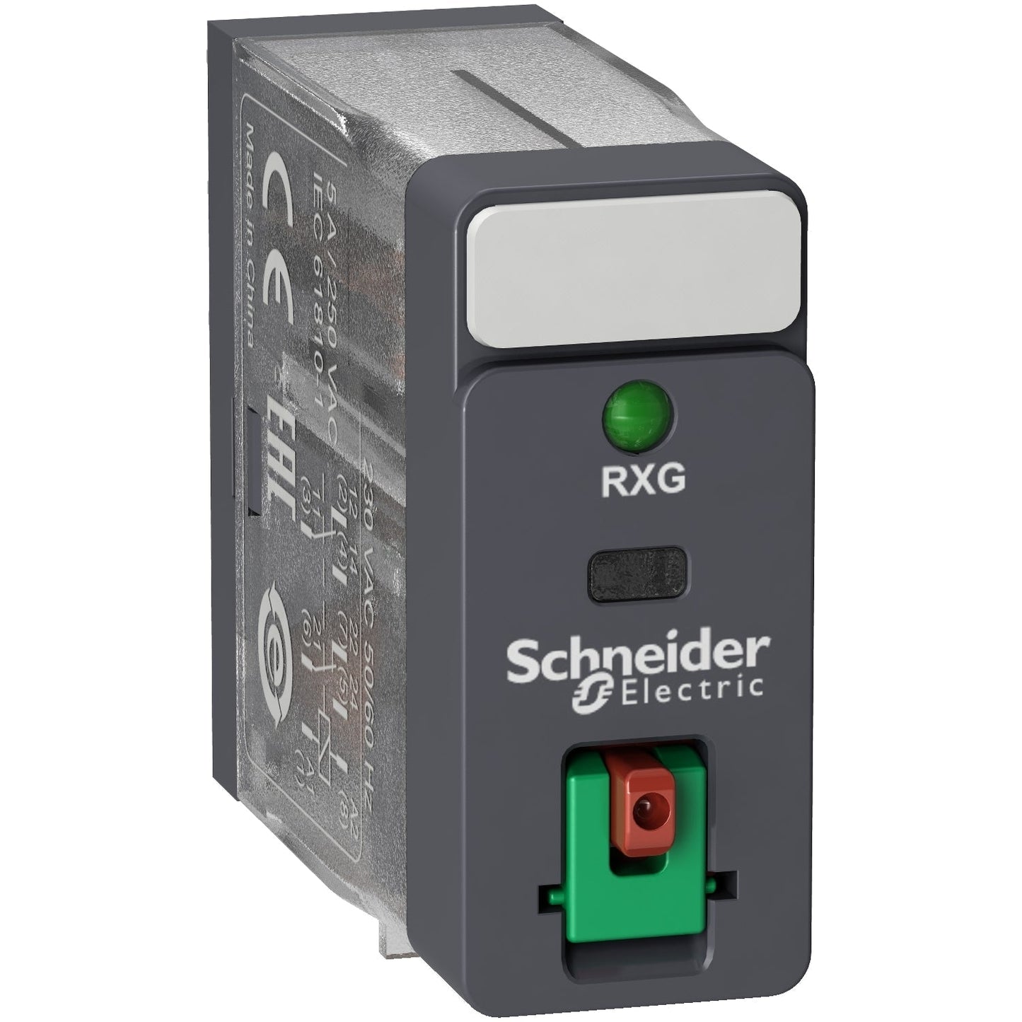 RXG22P7 Interface-Steckrelais, 5 A, 2 Wechsler, verriegelbare Prüftaste, LED, 230 V AC