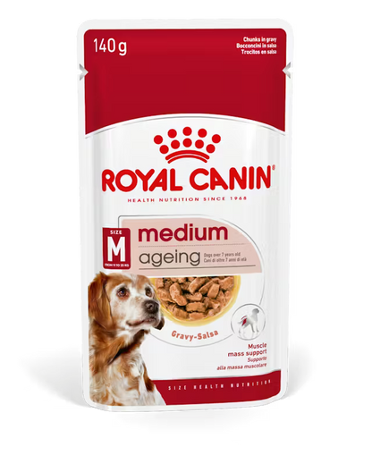 Royal Canin SHN Medium Ageing 10+ In Gravy - Drėgnas Pašaras Vidutinių Veislių Vyresnio Amžiaus Šunims 10x140g