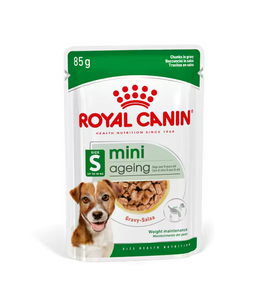 ROYAL CANIN Mini Ageing Chunks In Gravy - Wet Food for Small Breed Senior Dogs 12x85g