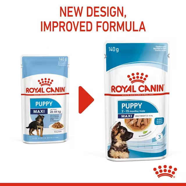 ROYAL CANIN Maxi Puppy Chunks In Gravy - Wet Food for Large Breed Puppies 10x140g