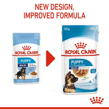 ROYAL CANIN Maxi Puppy Chunks In Gravy - Wet Food for Large Breed Puppies 10x140g