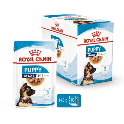 ROYAL CANIN Maxi Puppy Chunks In Gravy - Wet Food for Large Breed Puppies 10x140g