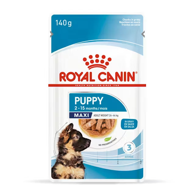 ROYAL CANIN Maxi Puppy Chunks In Gravy - Wet Food for Large Breed Puppies 10x140g