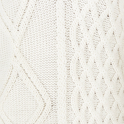 Nonna Zopfmusterpullover aus 100 % Merinowolle Weiß 