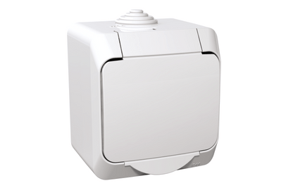 W1103010121 Schneider Electric GWN-140PC Cedar Socket outlet 1 gang with side earth and cover 16A IP44, white