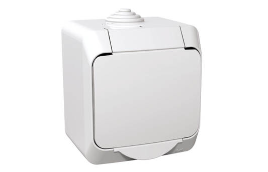W1103010121 Schneider Electric GWN-140PC Cedar Socket outlet 1 gang with side earth and cover 16A IP44, white