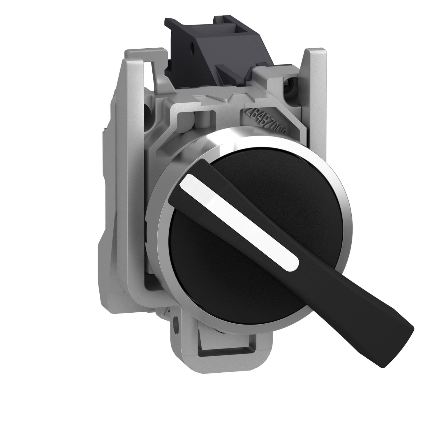 XB4BJ21 Selector switch, Harmony XB4, metal, black 22mm, long handle, 2 positions, stay put, 1NO