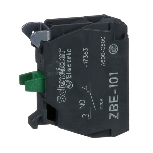 ZBE101 Schneider Electric Single contact block, Harmony XB4, silver alloy, screw clamp terminal, 1NO