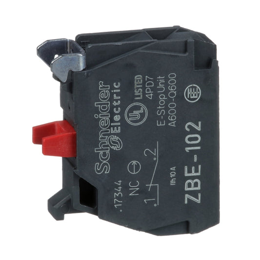 ZBE102 Schneider Electric Single contact block, Harmony XB4, silver alloy, screw clamp terminal, 1NC